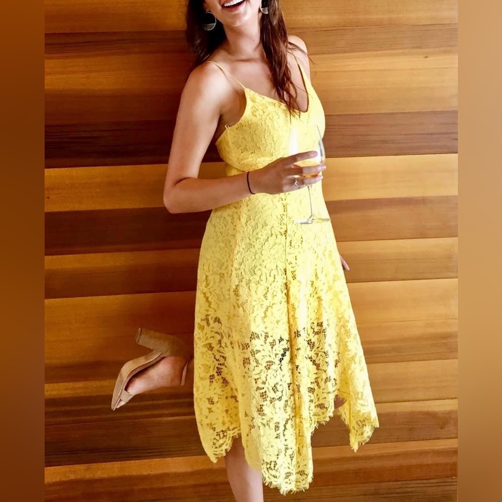 Lulus Yellow Lace Midi Dress 💛